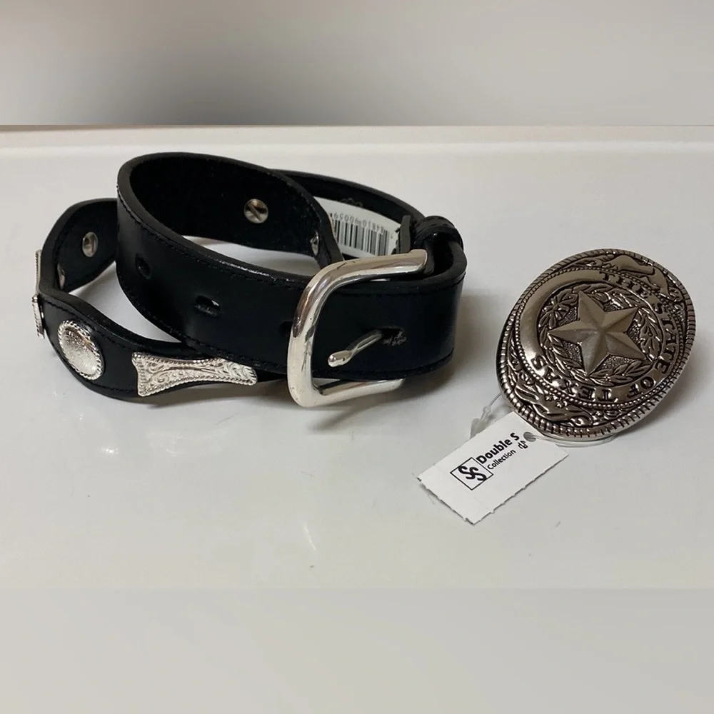 Nakona Kids Texas Western Belt Buckle Set Size 22 NWT Silver Star